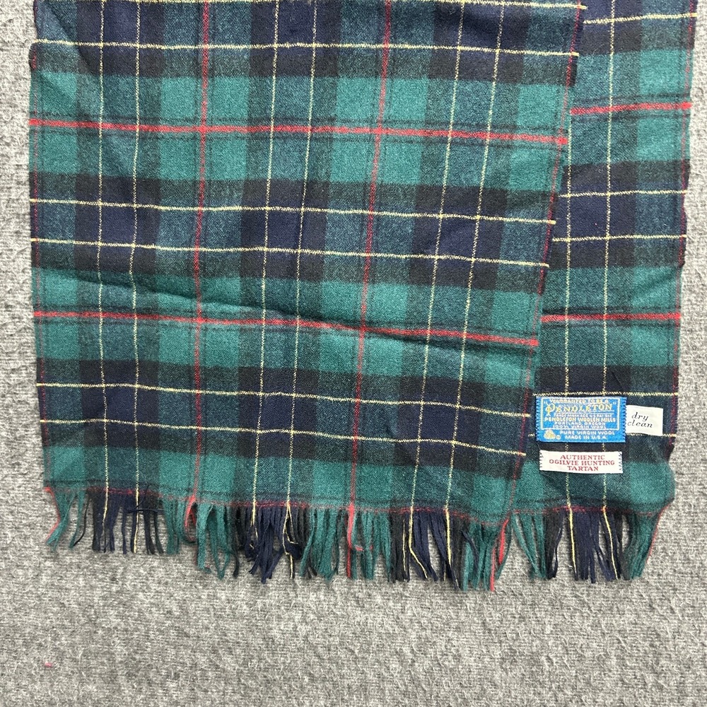 Vintage‎ Pendleton Woolen Mills 100% Virgin Wool Plaid Scarf USA Tartan Ogilvie